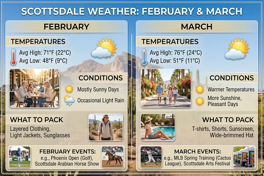 Weather in February and March Scottsdale